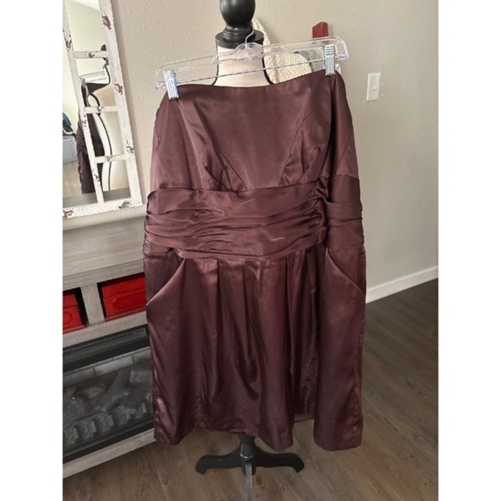 David's bridal dress size 22 brown sleeveless strapless